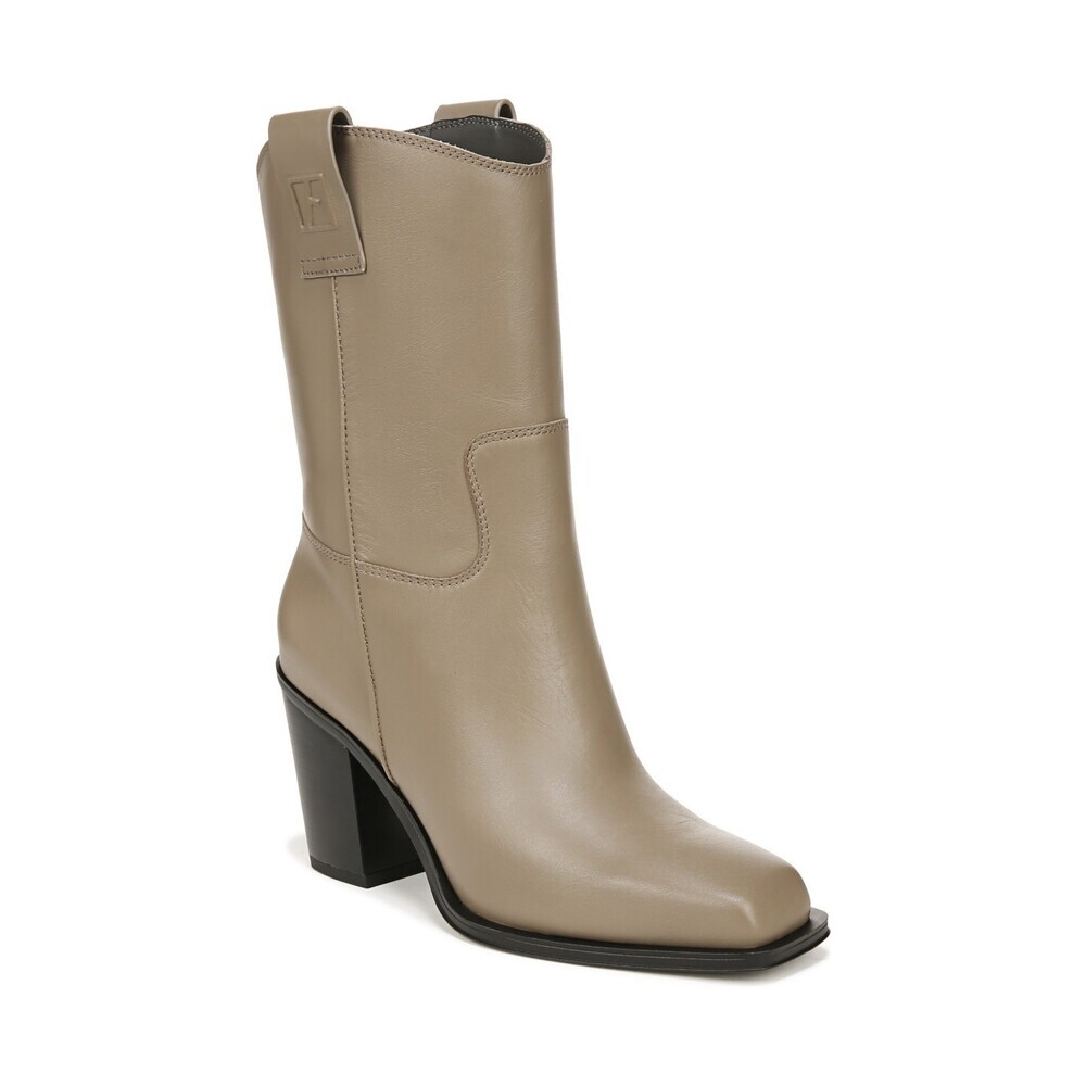 Franco Sarto Valor Boot Womens 10 Gray Leather Block Heel Mid-Calf Bootie LION56